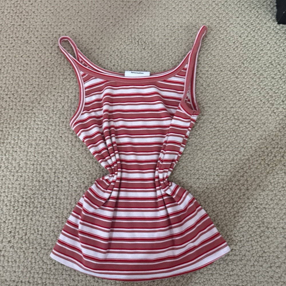 Reformation Pink and White Striped Tank Top